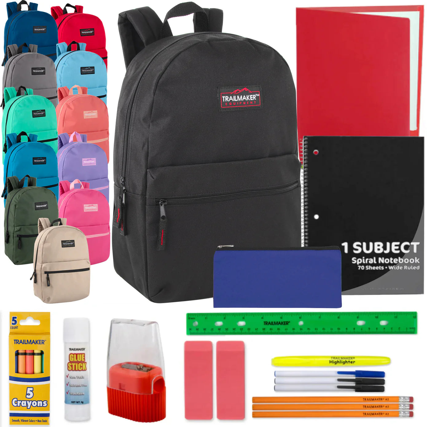 17-Inch Trailmaker Classic Backpack with 20-Piece School Supply Kit